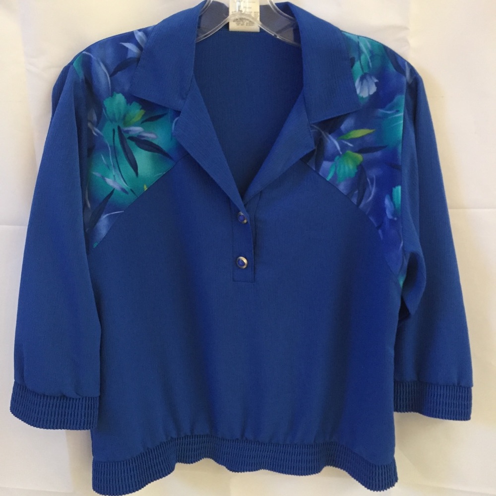 GW DIVISION OF GRAFF PETITE MEDIUM BLUE BLOUSE VTG
